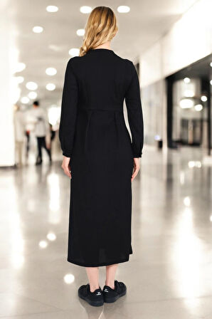 Günlük Tam Boy Tesettür Keten Elbise