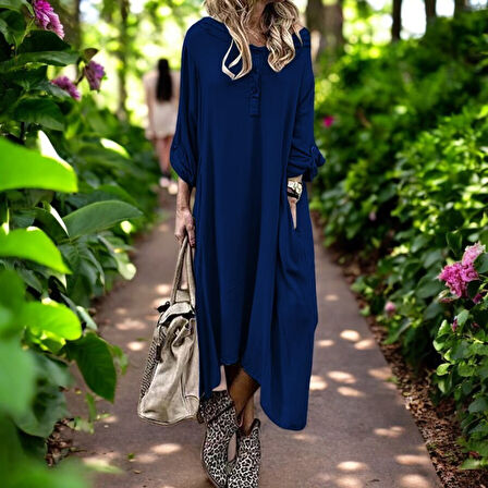 Yazlık Cepli Salaş Keten Elbise