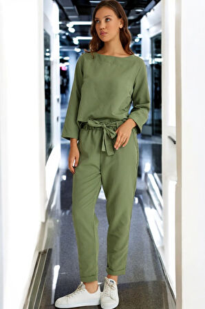 Yazlık Kemerli Alt Üst Keten Takım