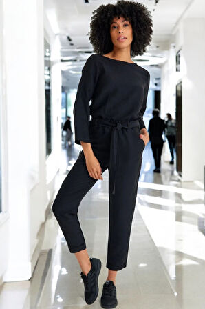 Yazlık Beli Kemerli Alt Üst Keten Takım