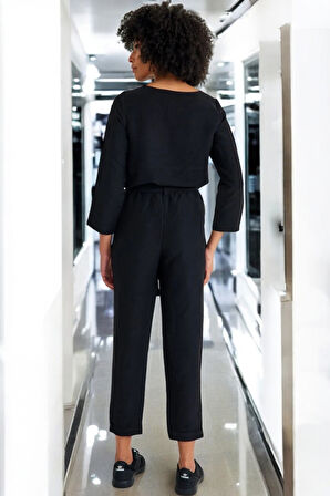 Yazlık Beli Kemerli Alt Üst Keten Takım