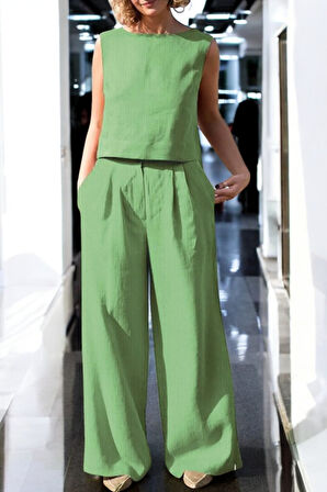 Kolsuz Yazlık Alt Üst Keten Takım