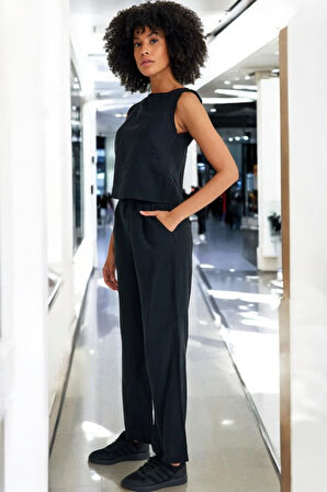 Yazlık Rahat Alt Üst Kolsuz İkili Keten Takım