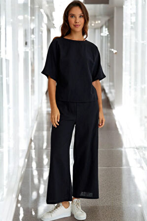 Yazlık Kısa Kol Alt Üst Keten Takım