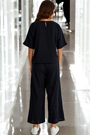 Yazlık Kısa Kol Alt Üst Keten Takım