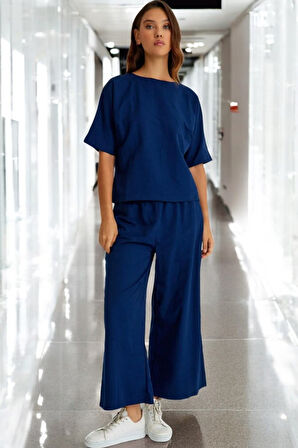 Yazlık Kısa Kollu Alt Üst Keten Takım