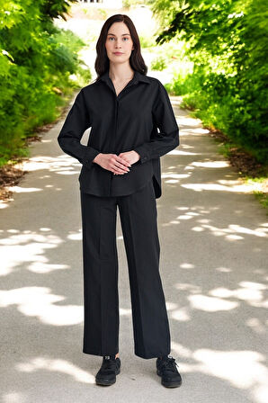 Yazlık Gömlek Pantolon İkili Keten Takım