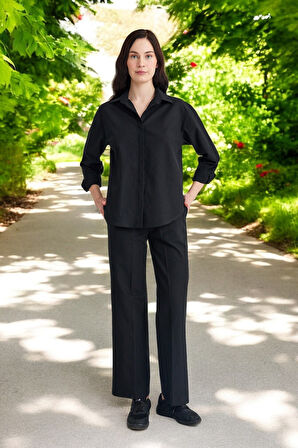 Yazlık Gömlek Pantolon İkili Keten Takım