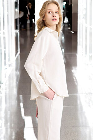 Yazlık Rahat Gömlek Pantolon İkili Keten Takım