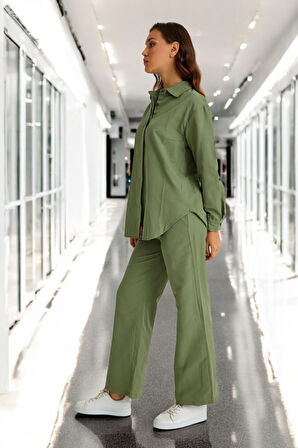 Gömlek Pantolon Rahat İkili Keten Takım