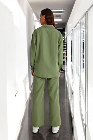 Gömlek Pantolon Rahat İkili Keten Takım