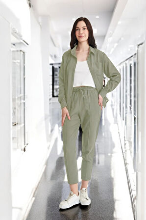 Yazlık Rahat Şık Alt Üst Keten Takım