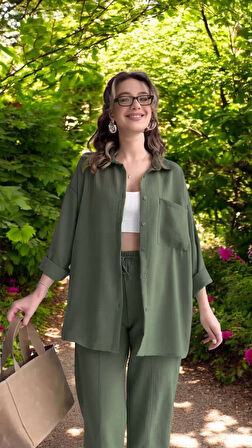 Yazlık Rahat Şık Alt Üst İkili Keten Takım