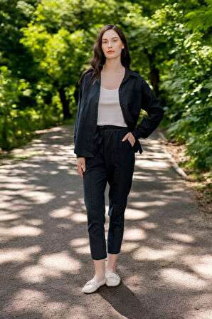 Yazlık Alt Üst Rahat İkili Keten Takım