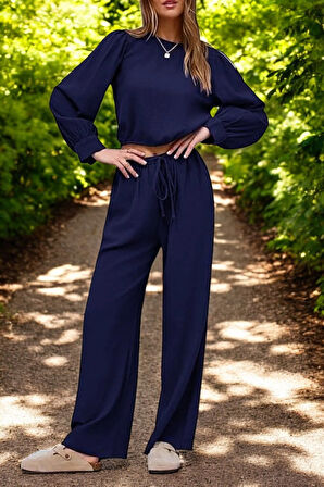 Yazlık Balon Kol Rahat Keten Takım