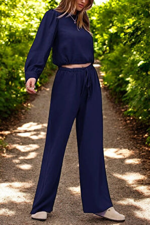 Yazlık Balon Kol Rahat Keten Takım