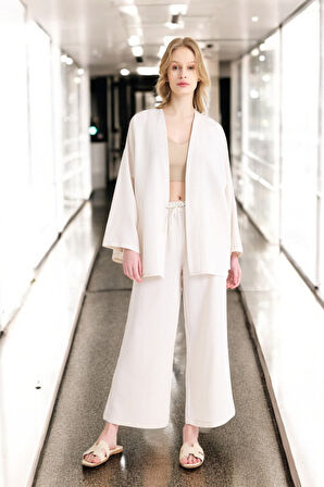 Yazlık Salaş Kimono Keten Takım