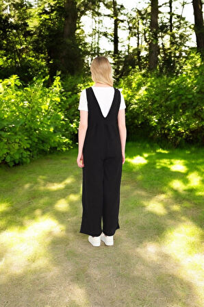 Sırt Detaylı Yazlık Keten Tulum