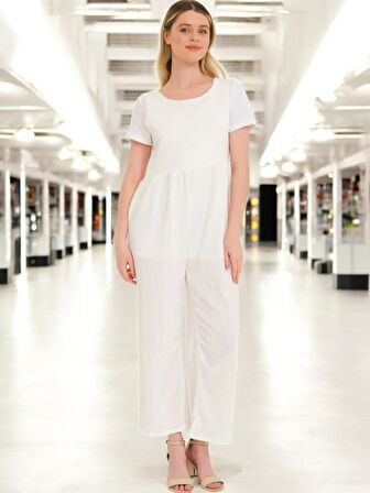 Sırt Detaylı Yazlık Rahat Keten Tulum