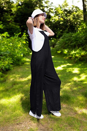 Yazlık Askılı Rahat Keten Tulum