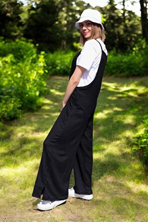 Yazlık Askılı Rahat Keten Tulum