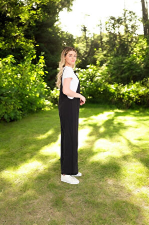 Yazlık Bol Kesim Askılı Keten Tulum