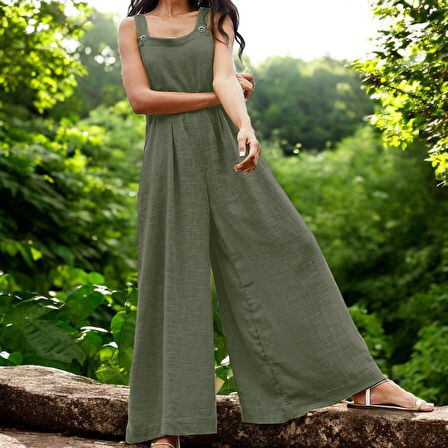 Yazlık Salaş Rahat Keten Tulum