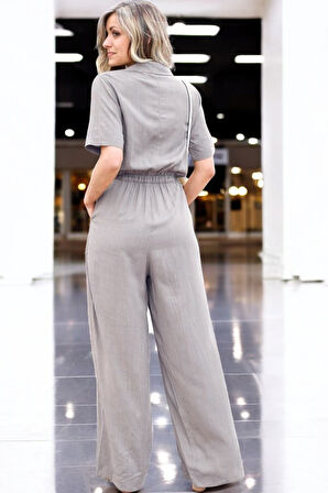 Yazlık Tasarım Rahat Keten Tulum