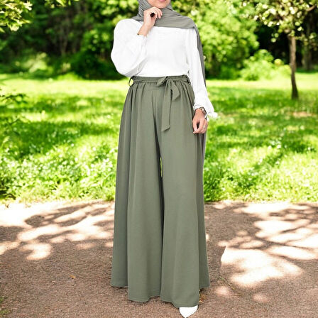 Yazlık Keten Şalvar Pantolon Kemerli