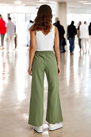 Yazlık Beli Lastikli Rahat Keten Pantolon