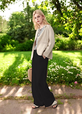 Yazlık Düğmeli Keten Pantolon