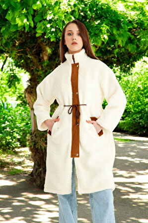 Kışlık Fermuarlı Şık Peluş Ceket