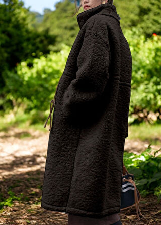 Kışlık Şık Fermuarlı Peluş Ceket