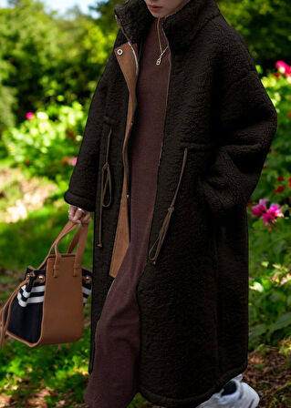 Kışlık Şık Fermuarlı Peluş Ceket