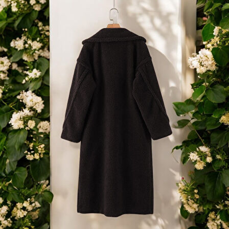 Kışlık Şık Düğmeli Peluş Ceket