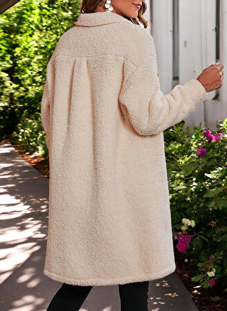 Kışlık Cep Detaylı Tasarım Peluş Ceket