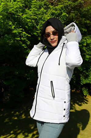 Kışlık Eldiven Detaylı Su Geçirmez Kadın Şişme Mont