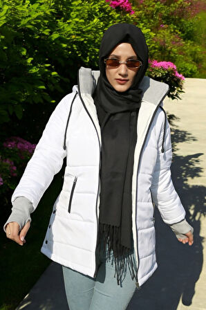 Kışlık Eldiven Detaylı Su Geçirmez Kadın Şişme Mont