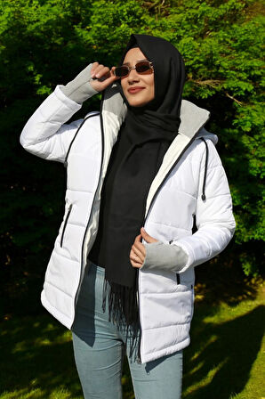 Kışlık Eldiven Detaylı Su Geçirmez Kadın Şişme Mont