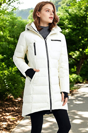 Uzun Boy Kışlık Su Geçirmez Şişme Kadın Mont