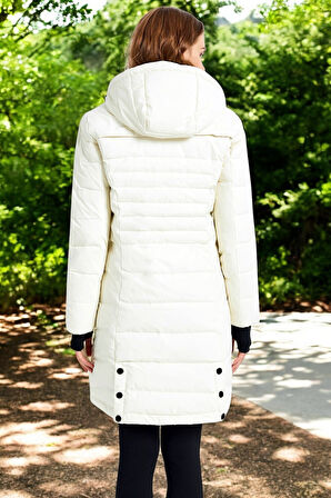 Uzun Boy Kışlık Su Geçirmez Şişme Kadın Mont