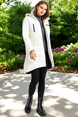 Uzun Boy Kışlık Su Geçirmez Şişme Kadın Mont