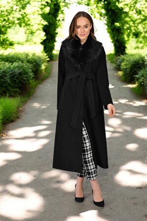 Kışlık Kürk Yaka Kaşmir Kaşe Kaban