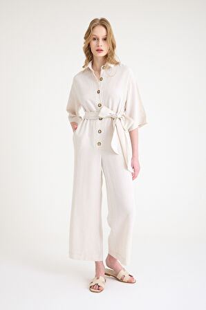 Keten Günlük Tulum Elbise