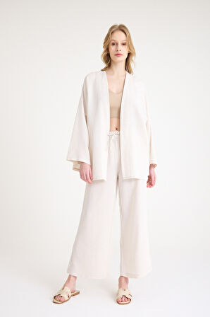 Keten Kadın Salaş Kimono İkili Takim