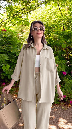 Yazlık Rahat Keten Alt Üst Takım