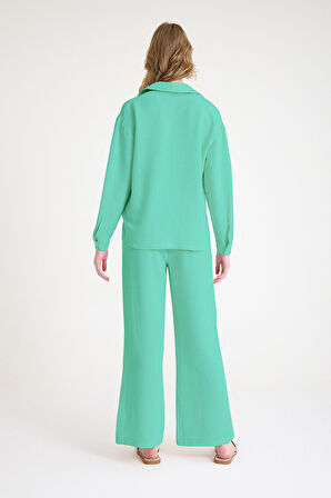 Keten  Günlük Su Yeşili İkili Takım Alt Üst