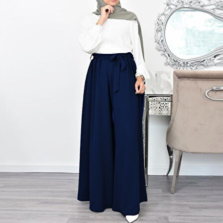 Keten Kemerli Kadın Pantolon Şalvar