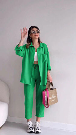 Keten Günlük İkili Takım Elbise Pantolon Gömlek
