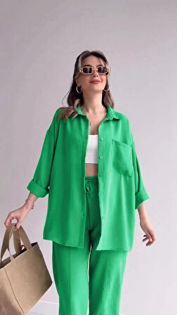 Keten Günlük İkili Takım Elbise Pantolon Gömlek